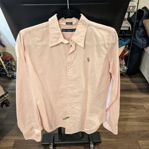 Ralph Lauren white pink pinstripe Oxford slim fit